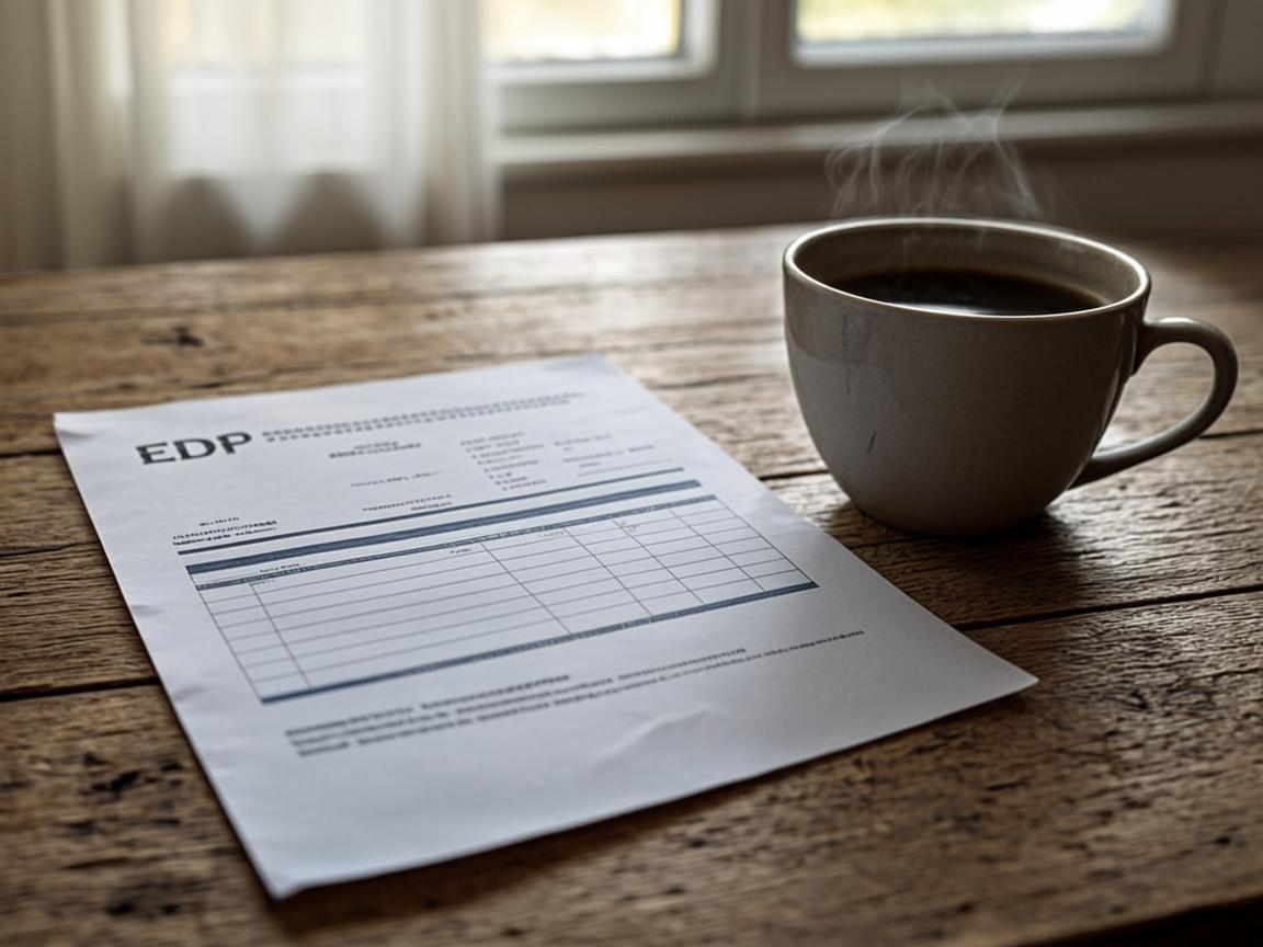 An EDP electricity bill and Portuguese paperwork on a kitchen table